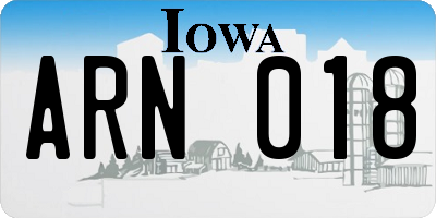 IA license plate ARN018