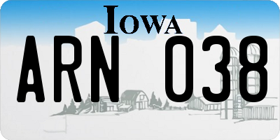 IA license plate ARN038
