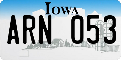 IA license plate ARN053