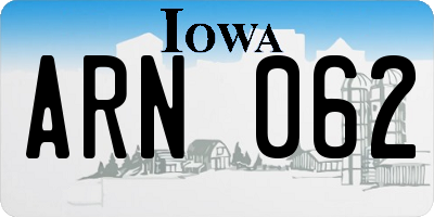 IA license plate ARN062