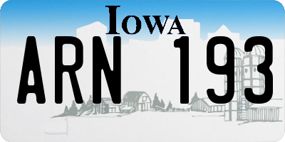 IA license plate ARN193