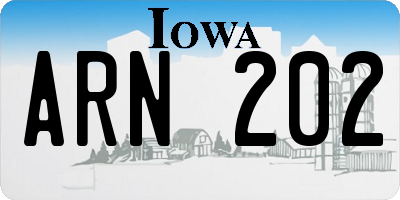 IA license plate ARN202