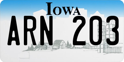 IA license plate ARN203