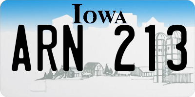 IA license plate ARN213
