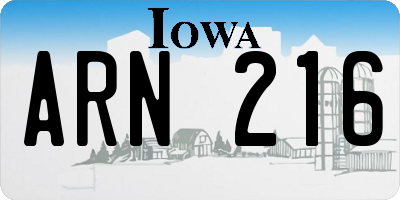 IA license plate ARN216