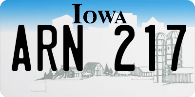 IA license plate ARN217