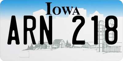 IA license plate ARN218