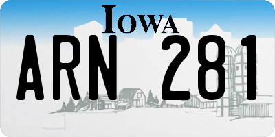 IA license plate ARN281