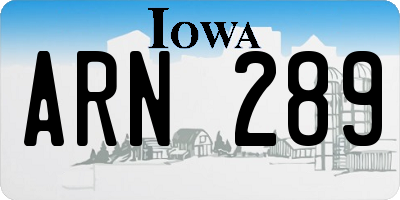 IA license plate ARN289