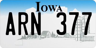 IA license plate ARN377