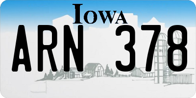 IA license plate ARN378