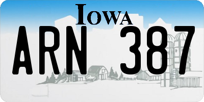 IA license plate ARN387