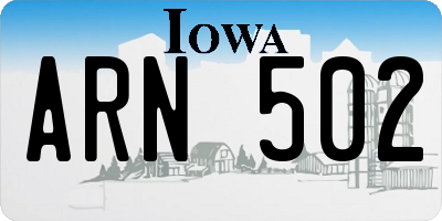 IA license plate ARN502