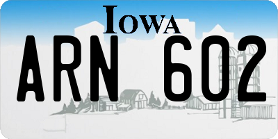 IA license plate ARN602