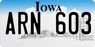 IA license plate ARN603