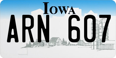 IA license plate ARN607