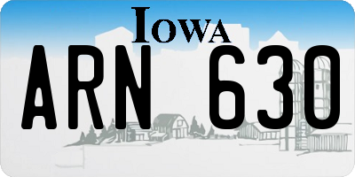 IA license plate ARN630