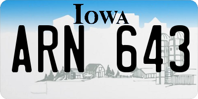 IA license plate ARN643