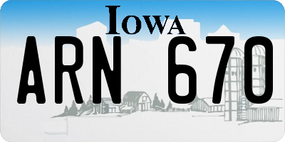 IA license plate ARN670