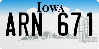 IA license plate ARN671