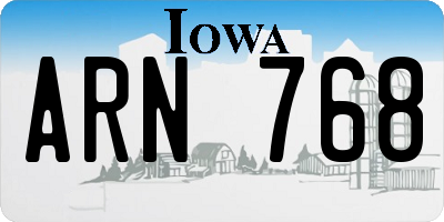 IA license plate ARN768