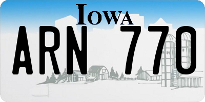 IA license plate ARN770