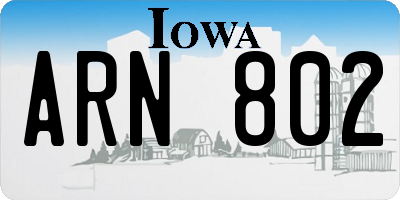 IA license plate ARN802