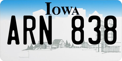 IA license plate ARN838