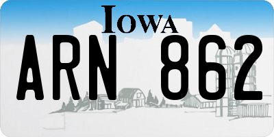 IA license plate ARN862