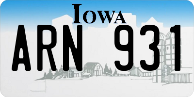 IA license plate ARN931