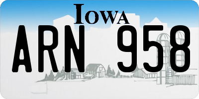 IA license plate ARN958