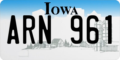 IA license plate ARN961