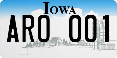 IA license plate ARO001
