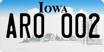 IA license plate ARO002