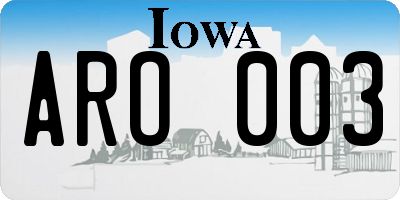 IA license plate ARO003