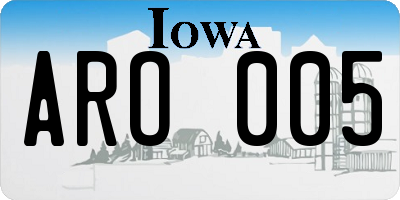 IA license plate ARO005