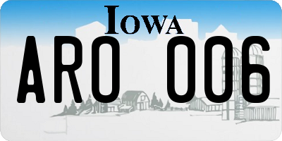 IA license plate ARO006