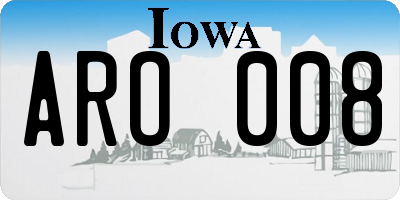 IA license plate ARO008