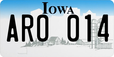 IA license plate ARO014