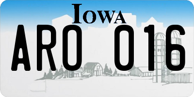 IA license plate ARO016