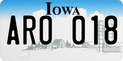 IA license plate ARO018