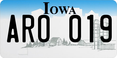 IA license plate ARO019