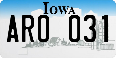IA license plate ARO031