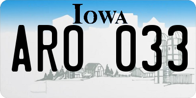 IA license plate ARO033