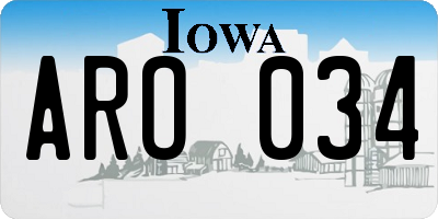 IA license plate ARO034
