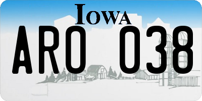 IA license plate ARO038