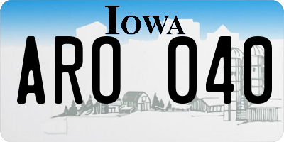 IA license plate ARO040