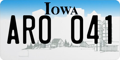 IA license plate ARO041