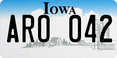 IA license plate ARO042