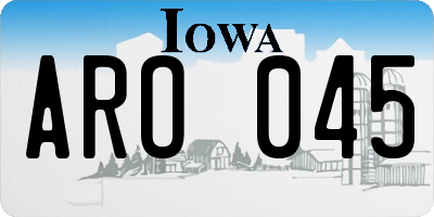 IA license plate ARO045